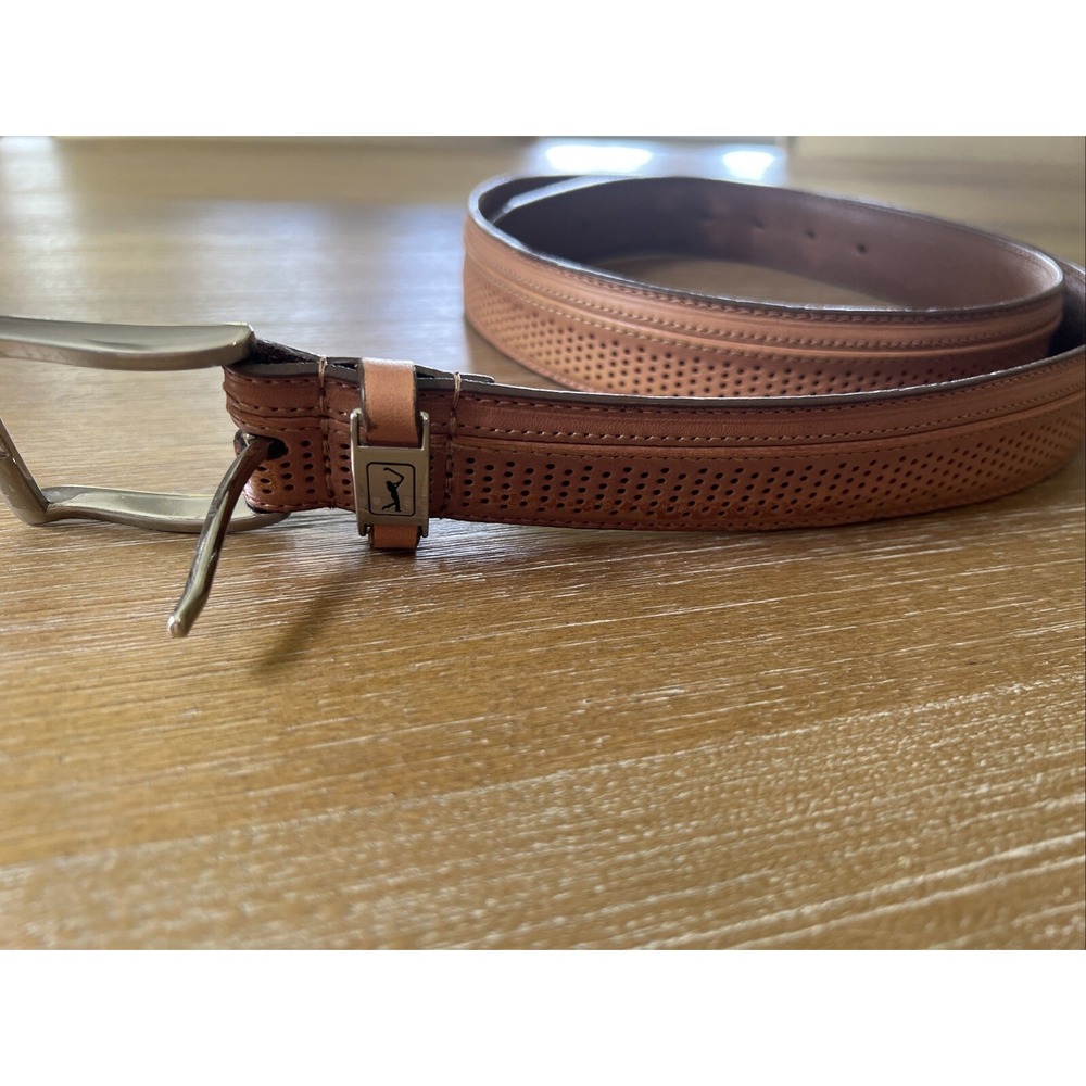 PGA TOUR Natural Tan Top Grain Leather Golf Belt - Men's Size 44